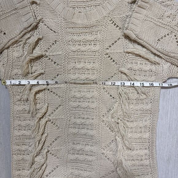 Womens S casual open Knit Tan Sweater Boho Hippie - Picture 7 of 8